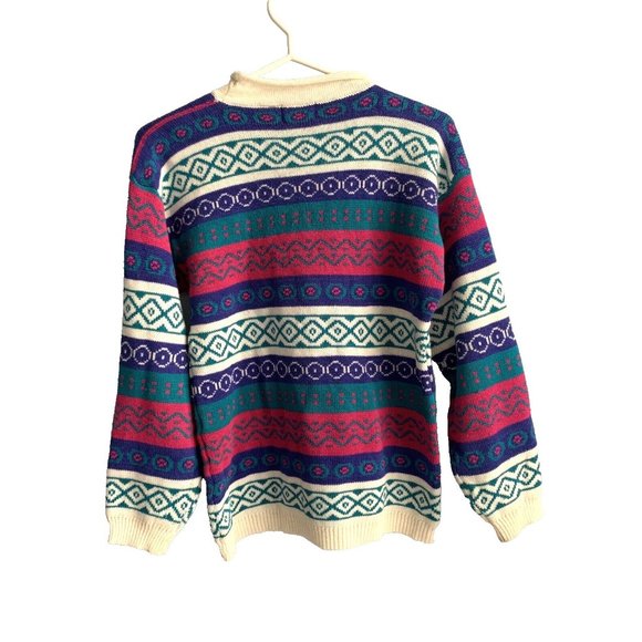 Retro Separate Scene Knit L. Sleeve Sweater Fair Isle Multicolour Size Small - Picture 5 of 6